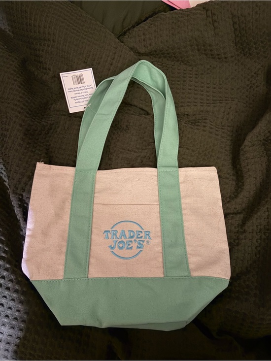 Handbags - Trader Joe’s Mint Green and Natural Canvas Tote Bag